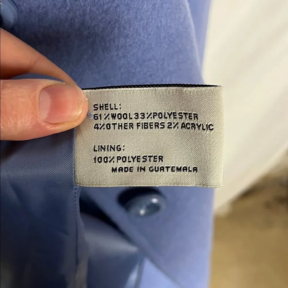 NWT Larry Levine Wool Blend Colony Blue Pea Coat